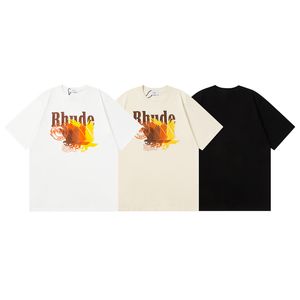 Summer Luxury Rhude maschile maschile maglietta leopardo stampa grafica tee tee uomini donne unisex sciolta a manica corta magliette a maniche corte