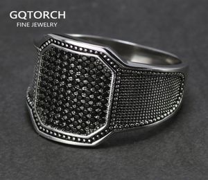 Solid 925 Silberringe kühlen Retro -Vintage türkischer Ring Hochzeit Schmuck für Männer Schwarz Zirkonstein gebogenes Design bequeme Anpassungen 18797204