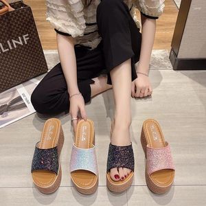 Slippers Summer Women Fashion Sexy High-heeled Thickened Outdoor Sandals Leisure Retro Ethnic Fish Mouth Open-toed