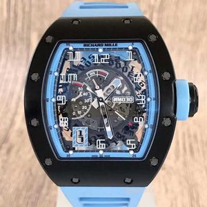 Luksusowy zegarek na rękę na rękę Men Series RM 030 Blue Ceramic Limited Edition Mens Fashion Sports Sports Mechanical Watch