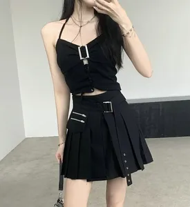 Work Dresses Sweet Girl Suit Women's Spring/Summer High Waist Irregular Skirt Slim Fit Halter Neck Short Tank Top Fashion Two-piece Set