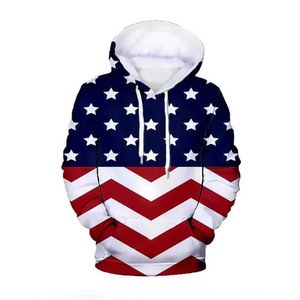 Erkek Hoodies Sweatshirts Yeni Moda Us Flag 3D Baskılı Hoodie Erkek Günlük Spor Gömlek Harajuku Sokak Giyim Uzun Kollu Lake Q240506