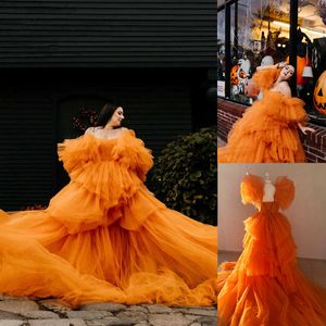 Sexy A-Line Prom Dresses Spaghetti Short Sleeve Sweep Train Ruffles Tiered Celebrity Evening Dresses Plus Size Custom Made L24652