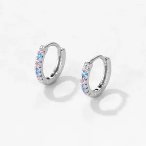 Orecchini a cerchio disegni geometrici o forma zirconia cubica color argento a cerchio di cristallo colorato gioielli per donne