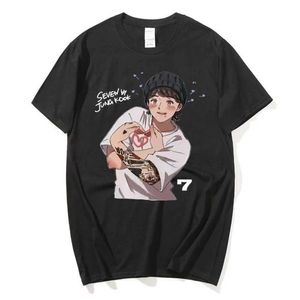 T-shirt damskiej T-shirt damski Kpop siedem 7 Jung-okook damskie krótkie rękawy lato harajuku para mody kawaii kreskówka T-shirt topl2405