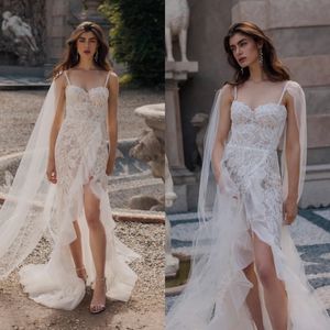 Sexy Lace Mermaid 2024 Wedding Dresses Spaghetti Neck Appliqued Bridal Gowns Split robes de mariee