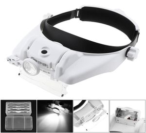 Justerbar pannbandsglasögon Förstoringsstorleksglasögon Loupe med LED -ljus 6 -lins för att läsa smycken Watch Reparation T208781666