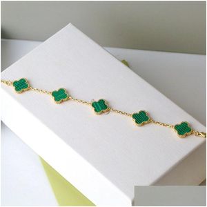 Pulseira de charme pulseira de designer para mulheres quatro folhas treme de moda moda elegante string de miçangas jóias de partido girt lotado otl1q