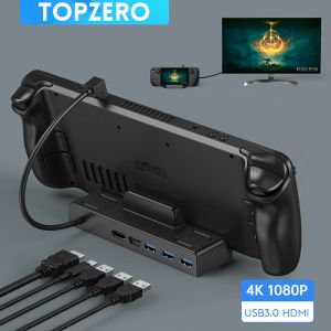 Zaagmachines 6 em 1 Deck de convés a vapor Base de TV Stand com 3 USB3.0,4K HDMicompatible, cabo USB C para estação de ancoragem do console de convés a vapor