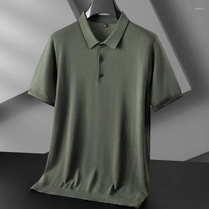 Men's Polos Plus Size 7XL Summer Knitted Polo Shirts Luxury Short Sleeve Solid Color Turn Down Collar Business Casual Male T-shirts