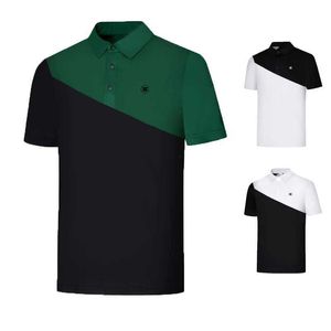 Herrt-shirts 2024 skjortor för män torr passform Performance Short Slve Moire Wicking Polo Shirts Y240506