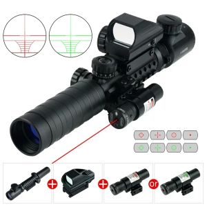 Optics 39x32 Röd/grön upplyst retikelgeväromfång utomhus med laser holografisk riflescope för 20 mm järnvägsfäste