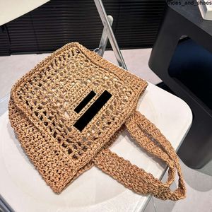 Colorful Summer Crochet Beach Bag Straw Shopping Bags Girls Holiday Large Handbags With Embroidery Letter Hollow Out Totes