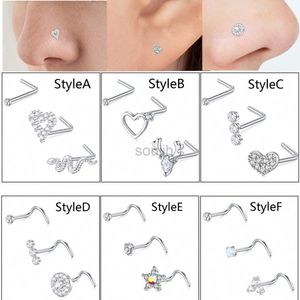 Body Arts 3Pcs Nose Rings Studs for Women Men Surgical Steel Nose Ring Nose Rings L Corkscrew Shaped Nose Studs Nose Nostril Piercings d240503