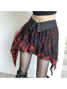 Scherma retrò con gallia scura che controlla scura harajuku vintage street irregolare flangiato y2k sexy 2024 autunno mini