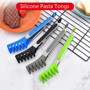 Accessories Food Grade Silicone Pasta Tongs NonSlip Stainless Steel Food Tongs For Noodles Kitchen Tools BBQ Tools Accessories