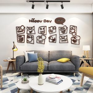 Наклейки мультфильм смешные выражения акриловые наклейки на стены для детской комнаты лицо счастливое дневное магазин одежды