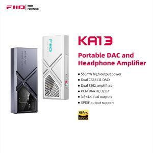 Amplificatore FIIO KA13 Dual CS43131 Amplificatore DAC portatile per iOS/Android da 3,5 mm single e uscita bilanciata da 4,4 mm, 550 mW di alta potenza