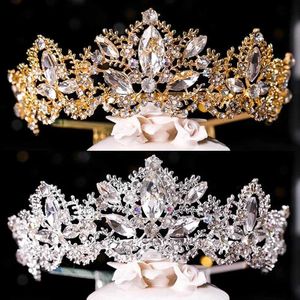 헤드 밴드 골드 크리스탈 헤드웨어 및 크라운 암컷 신부 실버 라인 스톤 볼 Diadem Crown Headwear Wedding Hair Accessories 보석 Q240506