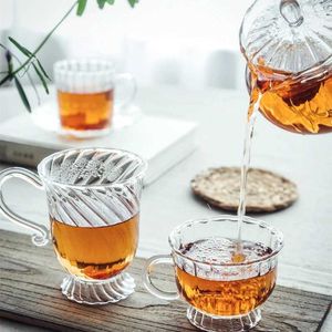 Tumblers Isıya Dayanıklı Cam Retro İngiliz Çay Seti Çaydan fincan öğleden sonra meyve kahve içme suyu şişesi içecek içimi H240506