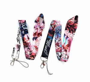 Anime älskling i franxx nyckel lanyard märke innehavare id kreditkort pass hänger rep lariat mobiltelefon charm nyckel ringnycklar innehavare5297714