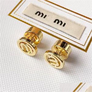 Студа 18K Gold M Brand Letters Designer серьги для женщин Retro Vintage Luxury Round Circle Двойной боковой носить китайские серьги Dhapx Dhapx