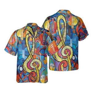 Koszulki męskie Cool Guitar 3D Printowane koszule plażowe Casual Musical Instrument Graphic Shirt For Men Ubrania Zabawne notatka krótkie bluzki bluzki Y240506