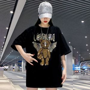 디자이너 tshirts 여름 여자 남성용 디자이너 T 셔츠 면화 패션 다이아몬드 곰 짧은 슬리브 레이디 티 럭셔리 캐주얼 승무원 목 거리웨어 탑 티셔츠 의류