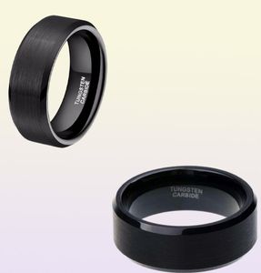 Somen Ring Men Men clássico 8 mm de tungstênio preto puro Tungstênio escovado a aliança de casamento terminada no engajamento de jóias masculinas, anel de amor J2937328