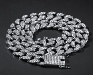 Hip Hop Bling Iced out 20mm 1624inches Heavy Cuban Link Chain Necklace Gold Silver Jewelry for Men4062264
