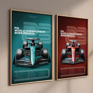 Entrega moderna Estética Arte da parede F1 Classic Car Racing HD Oil on Canvas Posters and Prints Decoração de casa Presente da sala de estar