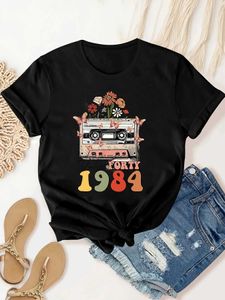 Koszulka damska 1984 Vintage Radio Printed T-shirt damskie modne t-shirt z krótkim rękawem TOP TOMES T-Shirtl2405