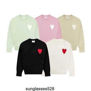 Unisex tasarımcı amis sweater erkekler kadın moda bir kalp deseni yuvarlak boyun örgü sweatshirts lüks marka sevgilisi a-line küçük kırmızı sweaterd6is