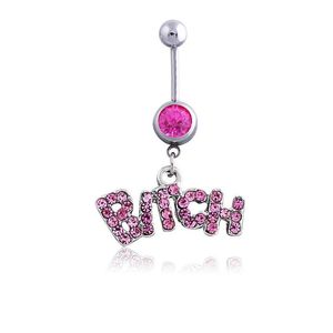 Navel & Bell Button Rings Cute Letter Crystal Body Jewelry Piercings Stainless Steel Rhinestone Piercing Dangle For Women Gift Drop D Dhcfy