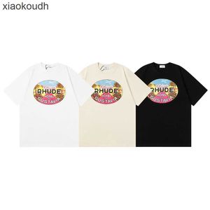 Rhude High-End-Designer-Kleidung für Frühling/Sommer Neues halbe Ärmel Mode Anime Cartoon Buchstreichung Paar Kurzarm T-Shirt mit 1: 1 Originaletiketten