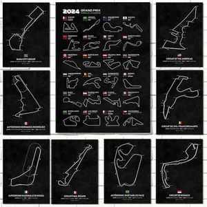 RS Formula One Track Map Map Wall Art Canvas 2024 Calendario stagione Poster Racing Poster Immagini stampate per il soggiorno Decorazione per la casa J240505