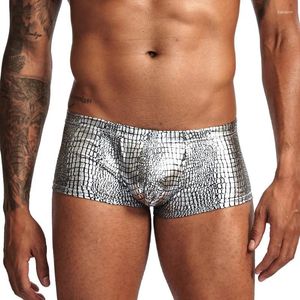 Underpants Männer mit niedrig taillierten Boxershorts für junge Menschen Polyester Schlangenmuster Stoff große Tasche Aro Hosen schwulen u konvexe Beutel