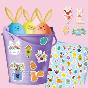Adesivi per film di cartoni animati da 6 pezzi da 6 pezzi di pacchetto pasquale per bambini coniglio colorf uova decorazione