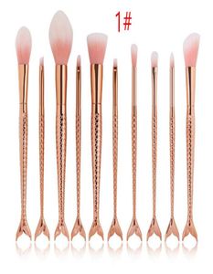 10pcs1Lot Mermaid Makeup Brushes Definir fundação Blending Powder Shishadow Contour Center Blush Cosmetic Makeup8328709