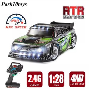 Parque de estacionamento wltoys k989 atualizou 284131 1/28 com luzes LED 2,4g 4wd 30km/h mini energia elétrica de alta velocidade desvios de desvio RC Presente de carro RC Presente