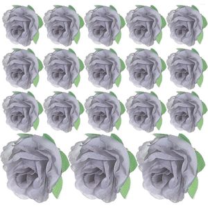 装飾的な花50pcs結婚式のDIYクラフトのための花の布リボン（灰色）