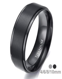 Anelli nuziali Eamti 46810mm Black Titanium Ring Man Banked Band Women Engagement Bague Silver Color Bague Femme Anneau Bijoux4717640