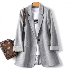 レディーススーツレディース長袖スプリングカジュアルブレザー2024ファッションビジネス格子縞の女性ワークオフィスコート女性ジャケット