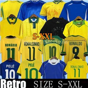 1998 Retro Brasil Pele Soccer Jerseys Men 2002 Ромарио Роналду Роналдиньо 2004 1994 г. Бразилия 2006 Rivaldo Adriano Kaka 1988 2000 2010 2024 Wini Jr Рубры 1970 78