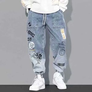 Herren Jeans hochwertige modische Herrenhosen Hosen Hip-Hop Trend Street Kleidung Jogging Hosen Herren lässige elastische Taille Herren Kleidungshosenl2405