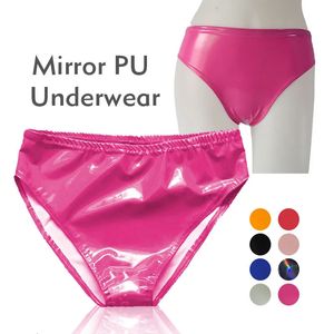 Men Sexy Latex Briefas brilhantes de roupas íntimas PVC Counto Mulheres Patente Lingerie erótica de lingerie erótica Sissy calcinha 240506