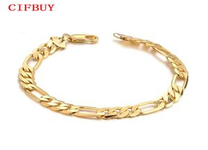 Cifbuy 7mm 21cm Bracelet Men039s Новый модный золотой цвет фигаро фигаро из нержавеющей стали.