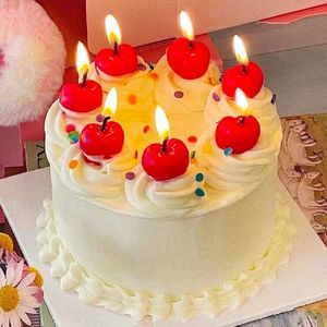 3PCS Candles Cherry Birthday Cake Candle Dekoracja Miłego Cherry Cake Dekoracja Creative Childrens Cartoon Candle