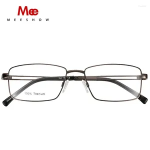 Okulary przeciwsłoneczne ramy Meeshow Classic Pure Titanium Glasse Frame Men Business Square Okulass Ultralight Myopia Duży rozmiar recepty optyczne