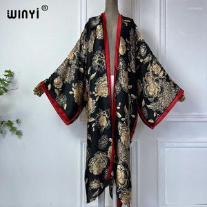 Summer Kimono Retro Stampa spiaggia indossare comodi abiti maxi abiti eleganti cardigans per donne abaya dubai lusso